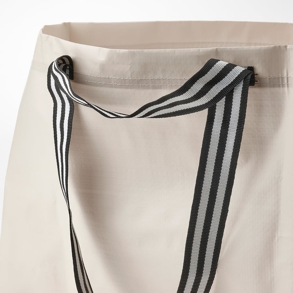 IKEA Cream Tote with Black Striped Handles - Picture 4 of 5